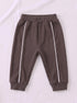 Ribbed Quarter-Zip Raglan Set (Brown)