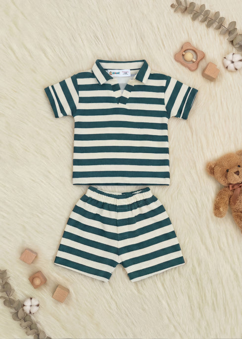 Yarn Dyed Johnny Collar Polo Set
