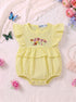 Yellow Floral Embroidered Ruffle Sleeve Bodysuit