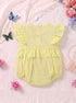Yellow Floral Embroidered Ruffle Sleeve Bodysuit