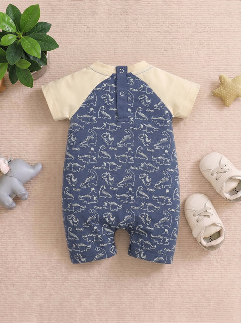 Dino Themed Buttoned Romper
