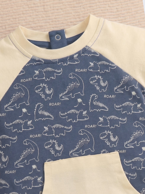 Dino Themed Buttoned Romper