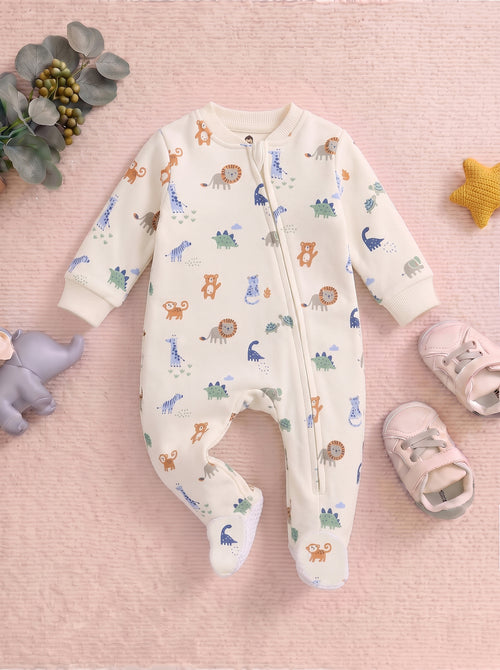 Safari Animals Fleece Footed Sleepsuit
