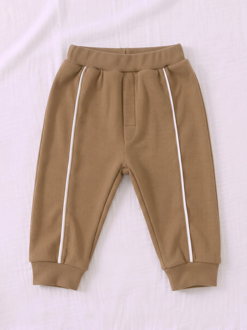 Ribbed Quarter-Zip Raglan Set (Rust)