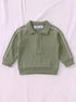 Ribbed Quarter-Zip Raglan Set (Olive Green)
