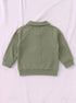 Ribbed Quarter-Zip Raglan Set (Olive Green)