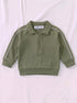 Ribbed Quarter-Zip Raglan Set (Olive Green)