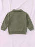 Ribbed Quarter-Zip Raglan Set (Olive Green)