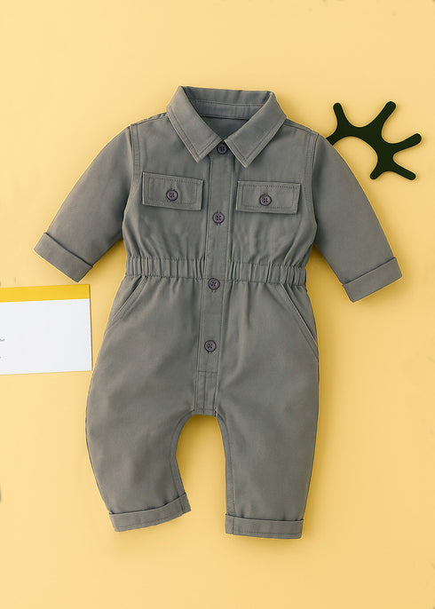 Non-Denim Baby Jumpsuit (Olive Green)