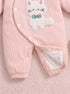 Cute Cat Padded Baby Sleepsuit with Matching Bib (Pink)