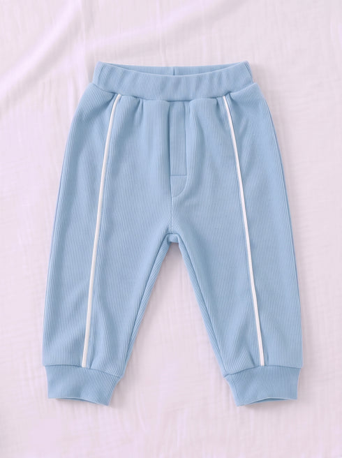 Ribbed Quarter-Zip Raglan Set (Sky Blue)