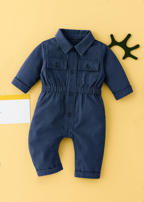 Non-Denim Baby Jumpsuit (Navy)