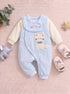 Cute Cat Padded Sleepsuit with Matching Bib (Sky Blue)