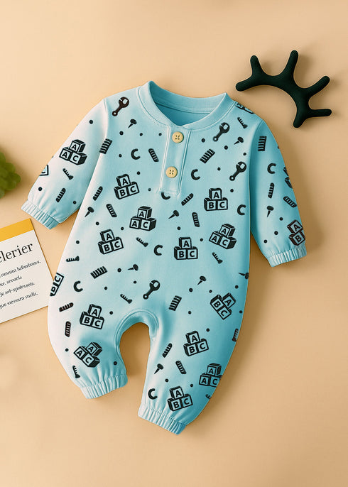 Little Learner Interlock Henley Sleepsuit (Sky Blue)