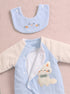 Cute Cat Padded Sleepsuit with Matching Bib (Sky Blue)