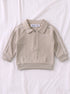 Ribbed Quarter-Zip Raglan Set (Heather Brown)
