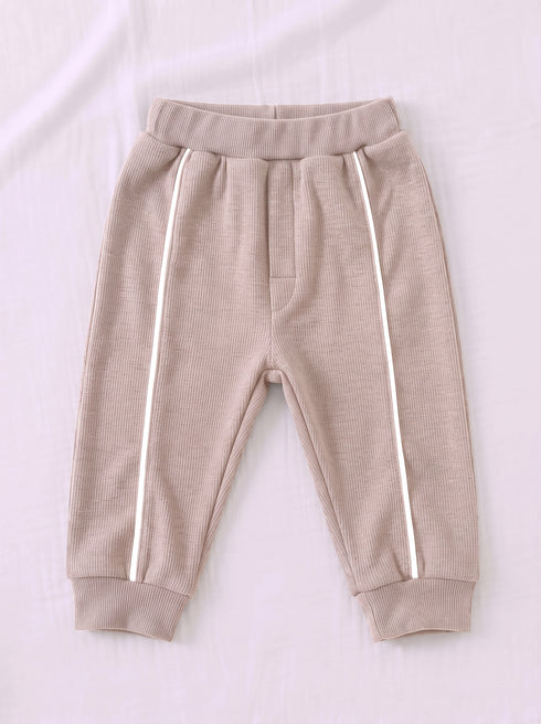 Ribbed Quarter-Zip Raglan Set (Heather Brown)