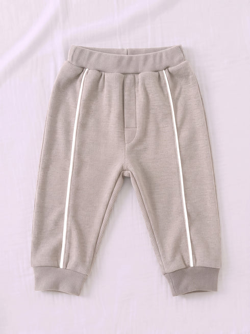Ribbed Quarter-Zip Raglan Set (Heather Brown)