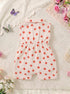 Red Bloom Collar Baby Romper