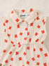Red Bloom Collar Baby Romper