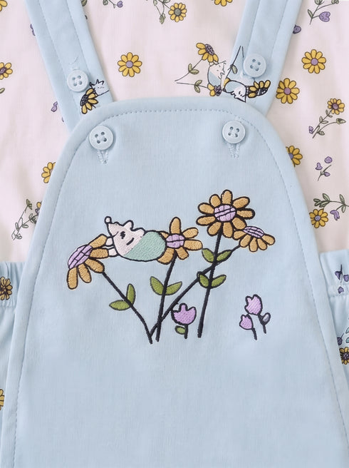 2-Pc Daisy Meadow Dungaree Set