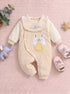 Happy Rabbit Padded Sleepsuit with Matching Bib (Beige)
