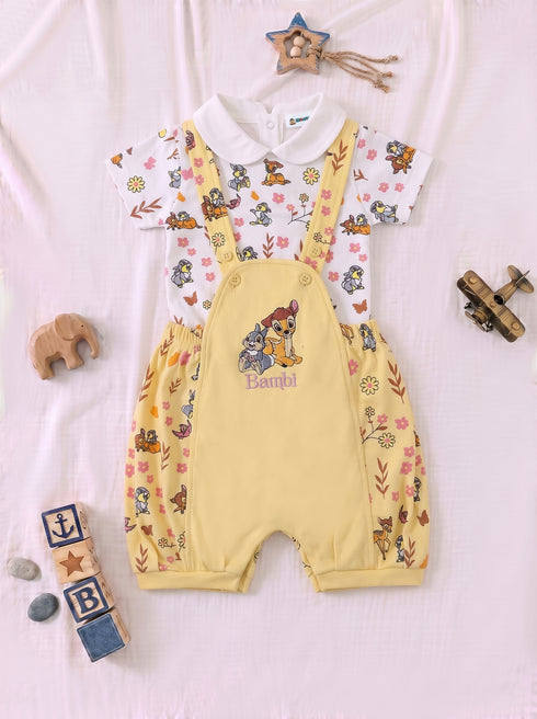 2-Pc Bambi Bloom Dungaree Set