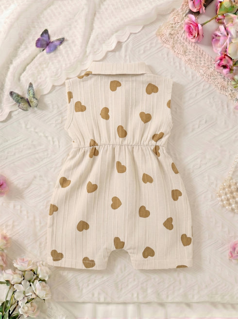 Brown Hearts Collar Baby Romper
