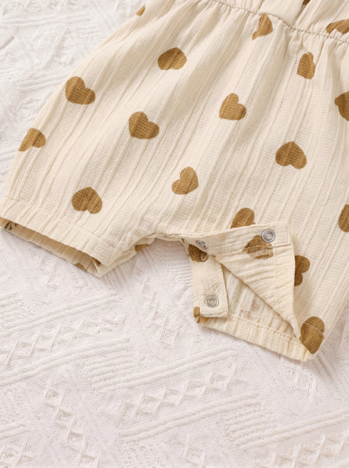 Brown Hearts Collar Baby Romper
