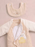 Happy Rabbit Padded Sleepsuit with Matching Bib (Beige)