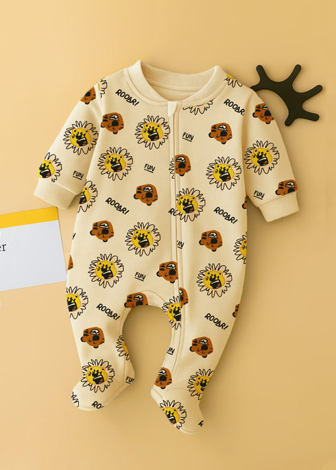 Roaring Lion Printed Fleece Footed Sleepsuit
