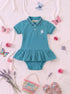 Turquoise Embroidered Polo Frock Set