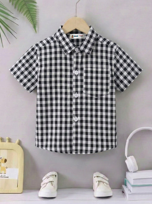 Mono Gingham Button-Down Shirt