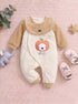 Apple Padded Sleepsuit with Matching Bib (Beige)