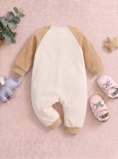 Apple Padded Sleepsuit with Matching Bib (Beige)