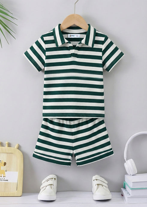Yarn Dyed Johnny Collar Polo Set