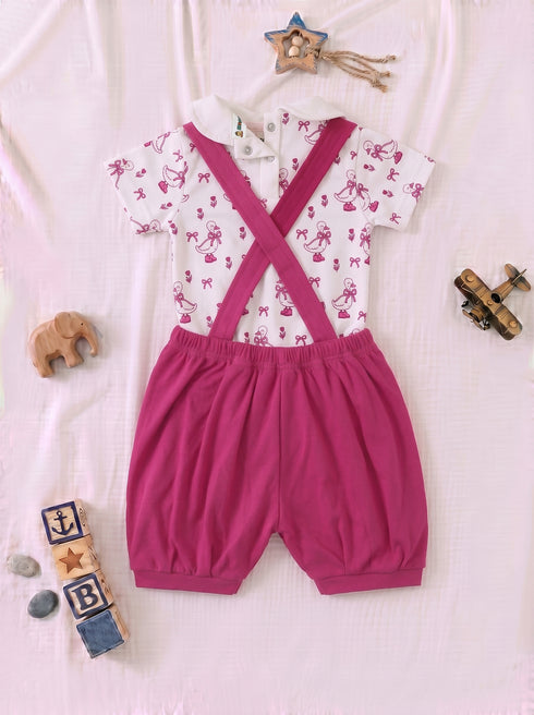 2-Pc Goose Tales Dungaree Set