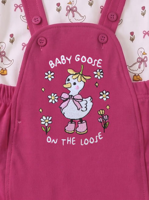 2-Pc Goose Tales Dungaree Set