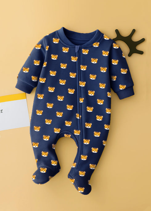 Little Tiger Printed Fleece Footed Sleepsuit
