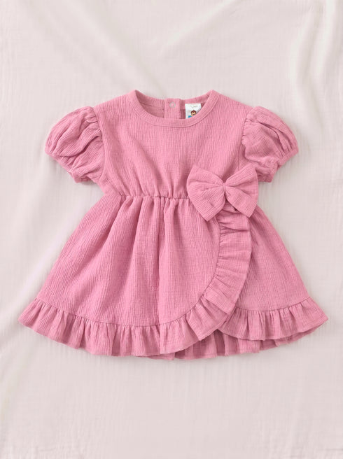 Pink Bella Bow Ruffle Frock Set