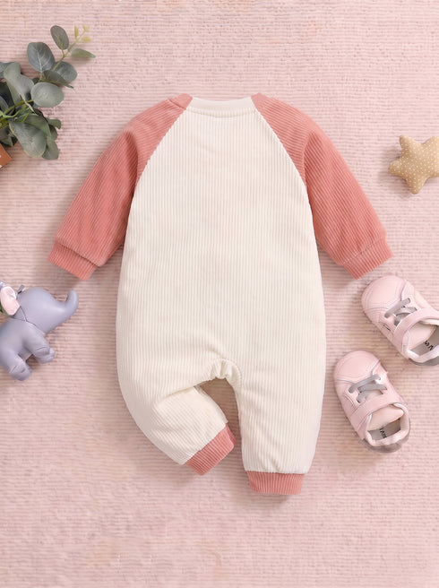 Apple Padded Sleepsuit with Matching Bib (Dusty Pink)