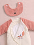 Apple Padded Sleepsuit with Matching Bib (Dusty Pink)