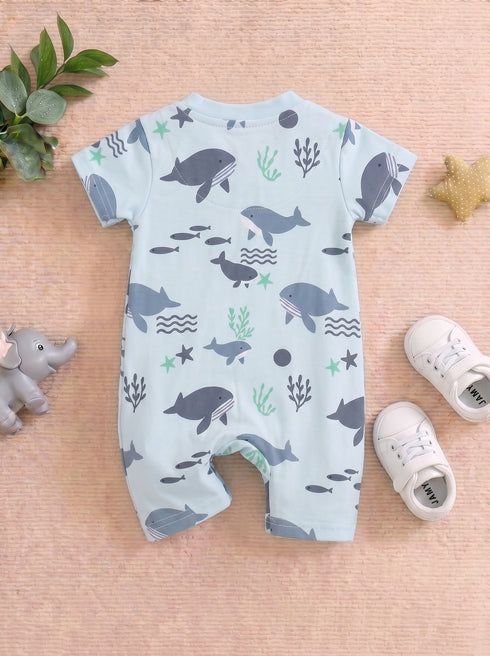 Blue Whale Zip-Up Romper