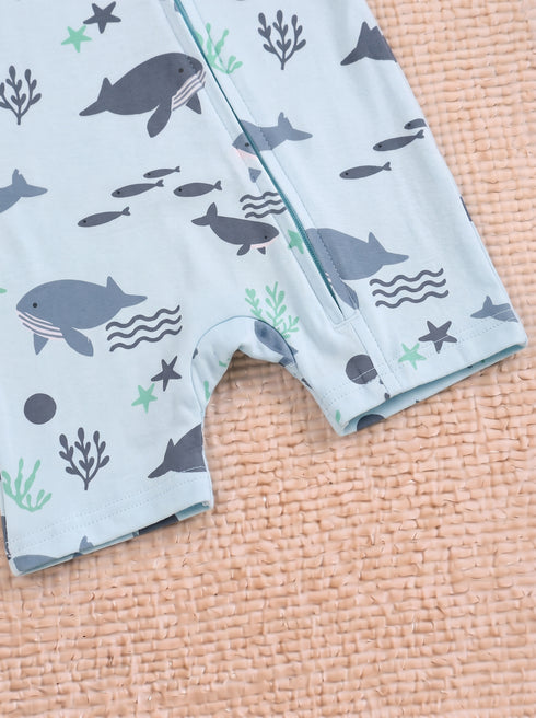 Blue Whale Zip-Up Romper