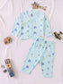 Dream Journey Full Sleeve Night Suit Set (Sea Green)