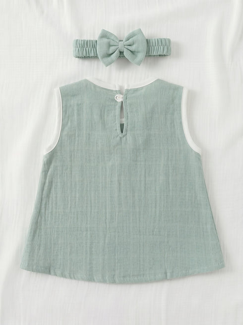 Green Bow Frock Set with Headband