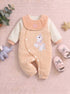 Unicorn Padded Sleepsuit with Matching Bib (Peach)
