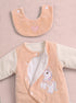 Unicorn Padded Sleepsuit with Matching Bib (Peach)