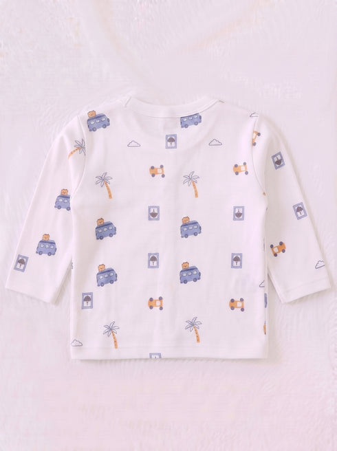 Dream Journey Full Sleeve Night Suit Set (White)