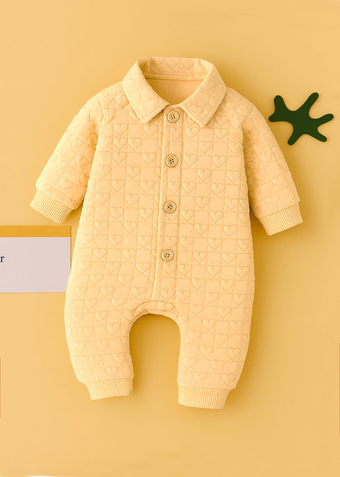 Lemon Jacquard Knit Button-Up Sleepsuit